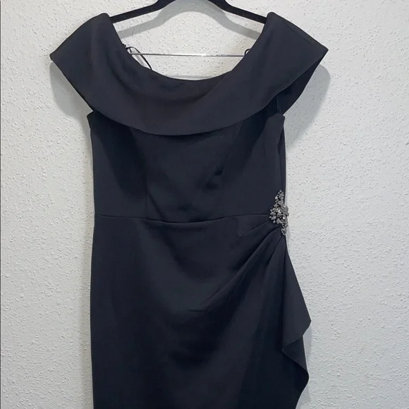 Alex Evenings One Shoulder Black Dress with Embellishment - Picture 3 of 5